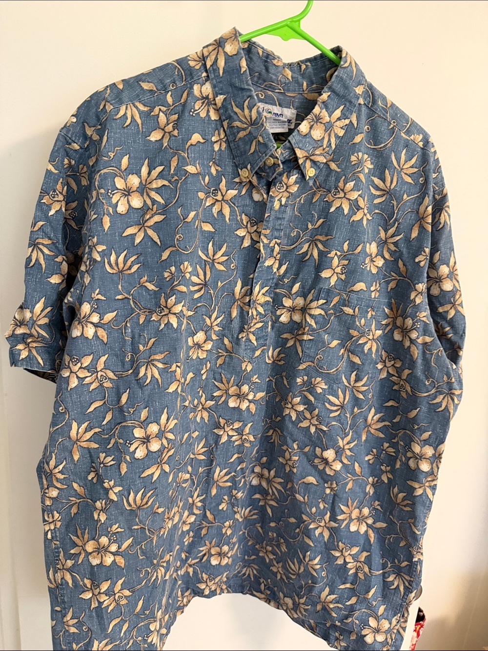 Men's Blue Floral Short-Sleeve Shirt